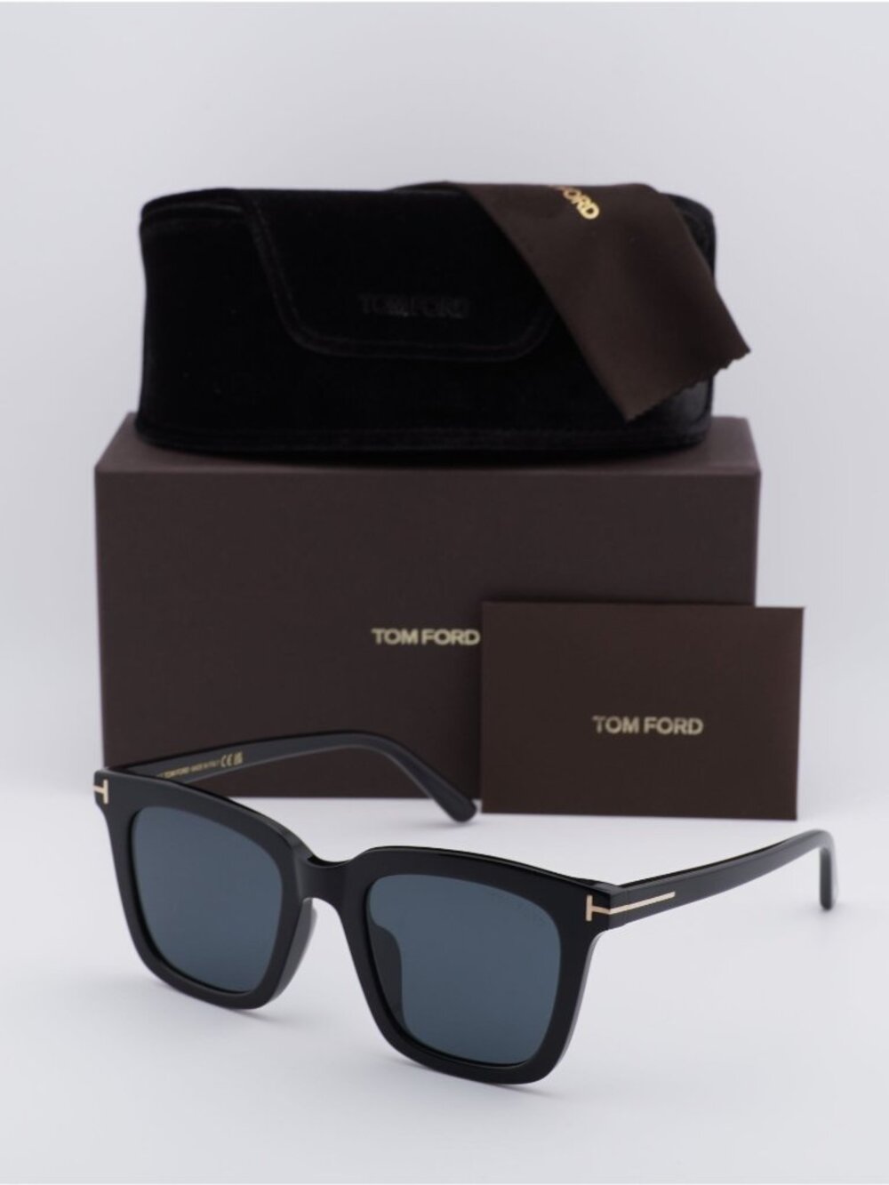 Tom Ford FT0970-K 01A Square Sunglasses - Shiny Black \ Smoke